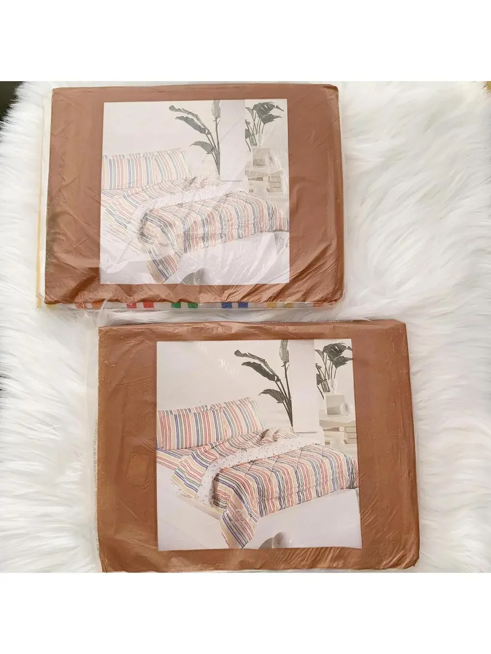 NEW Vintage Burlington Caress Twin Flat Sheets Lot of 2 Multicolor Stripe USA